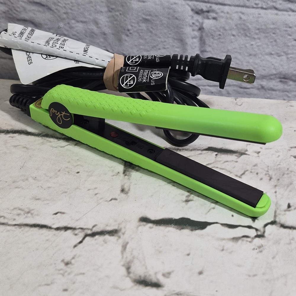 PYT Mini Flat Iron Neon Green Hair Straightener Styling Tool Travel Size Tested